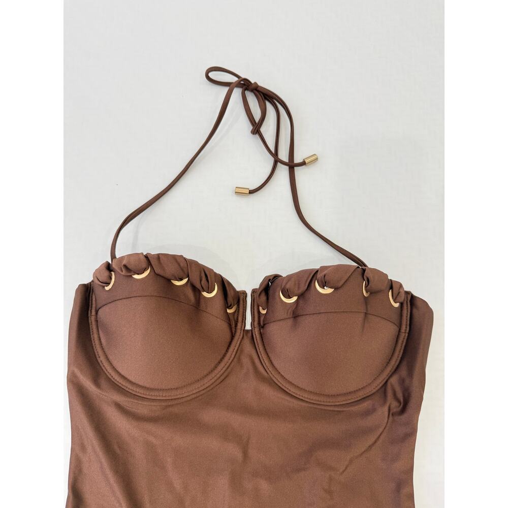 Zimmermann Devi Eyelette Balconette One Piece Chocolate Size 2 NWT - Picture 3 of 7